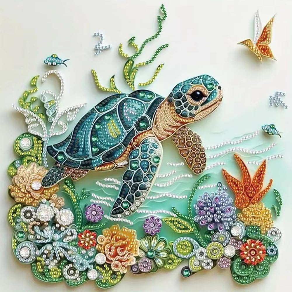 Resin Craft For Beginners - Deniz Kaplumbağası Hayvan Figürlü Elmas Boyama