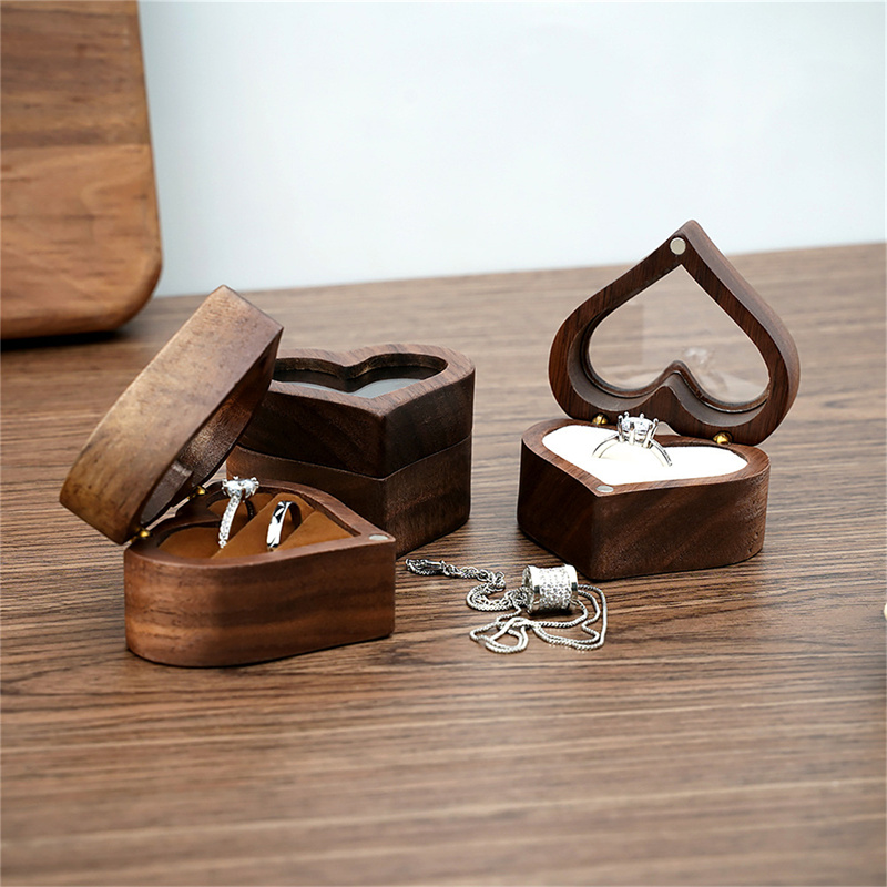 Wood Ring Blank - 1 adet kalp ceviz ahşap yüzük