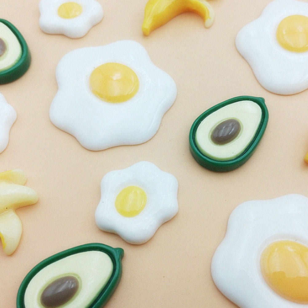 Resin Craft Material - 20 Adet Simüle Kızarmış Yumurta Reçine